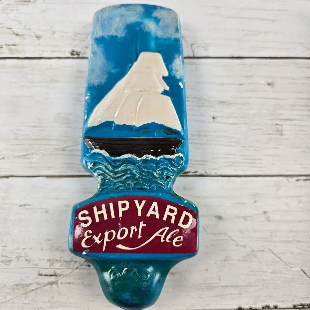 Vintage Shipyard Export Ale Beer Tap Handle Nautical Sailing Ship Blue Pub Decor